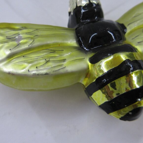 Bumble Bee Glass Christmas Ornament Boston International 3" Black Yellow - Picture 8 of 10